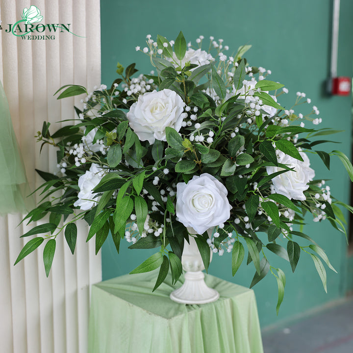 Bouquet & Sign & Centerpiece & Aisle & Backdrop Flower in Green/White