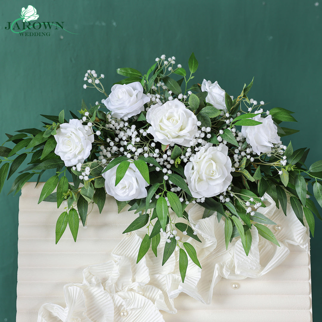 Bouquet & Sign & Centerpiece & Aisle & Backdrop Flower in Green/White