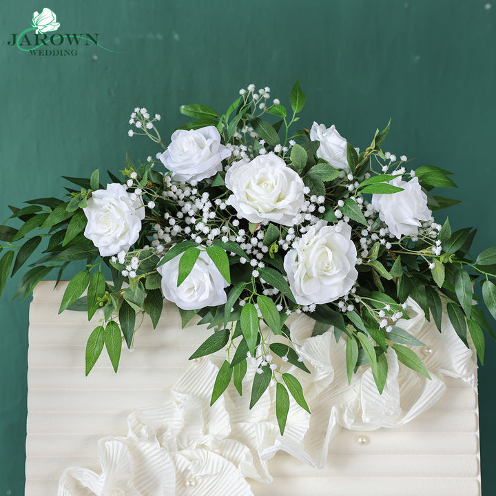 Bouquet & Sign & Centerpiece & Aisle & Backdrop Flower in Green/White
