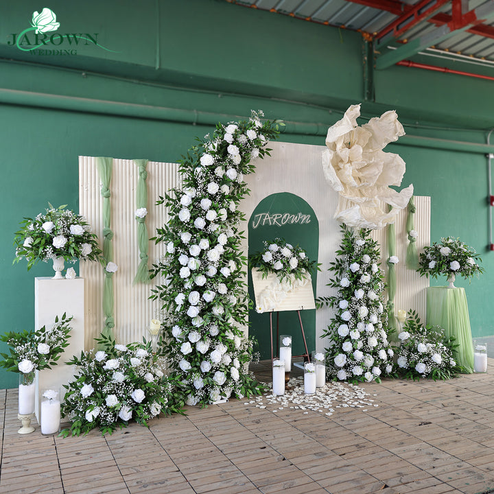 Bouquet & Sign & Centerpiece & Aisle & Backdrop Flower in Green/White