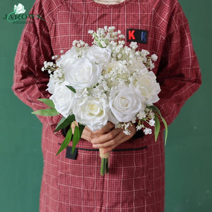 Bouquet & Sign & Centerpiece & Aisle & Backdrop Flower in Green/White