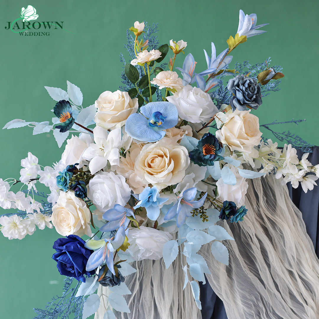 Candelabra & Aisle & Backdrop Flower in Blue/White/Champagne
