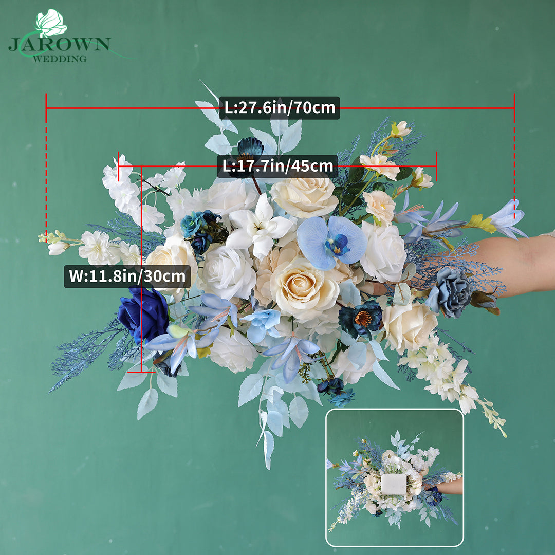 Candelabra & Aisle & Backdrop Flower in Blue/White/Champagne