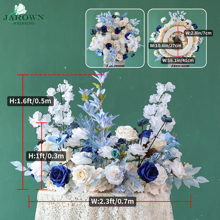 Candelabra & Aisle & Backdrop Flower in Blue/White/Champagne