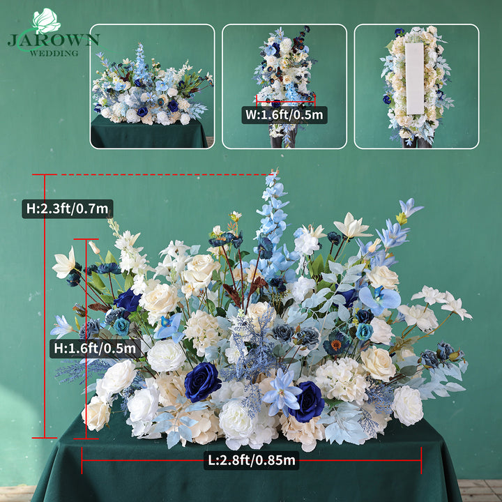 Candelabra & Aisle & Backdrop Flower in Blue/White/Champagne
