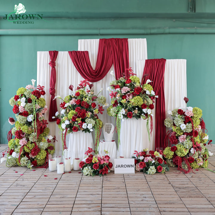 Candelabra & Aisle & Backdrop Flower in Red/Pink/Green/White