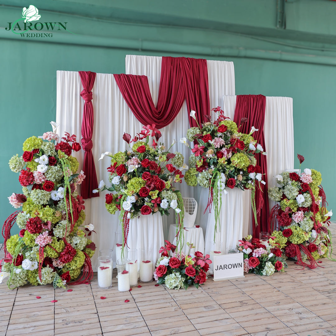 Candelabra & Aisle & Backdrop Flower in Red/Pink/Green/White