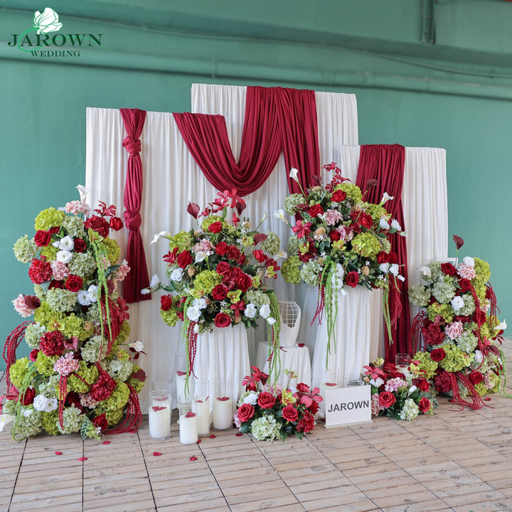 Candelabra & Aisle & Backdrop Flower in Red/Pink/Green/White