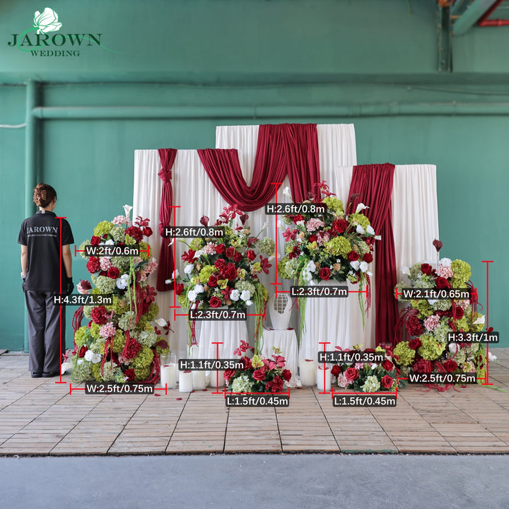 Candelabra & Aisle & Backdrop Flower in Red/Pink/Green/White