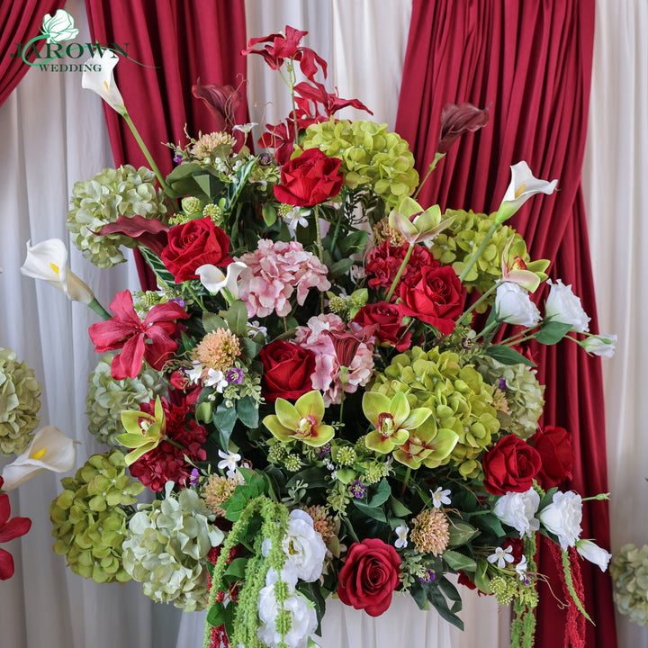 Candelabra & Aisle & Backdrop Flower in Red/Pink/Green/White