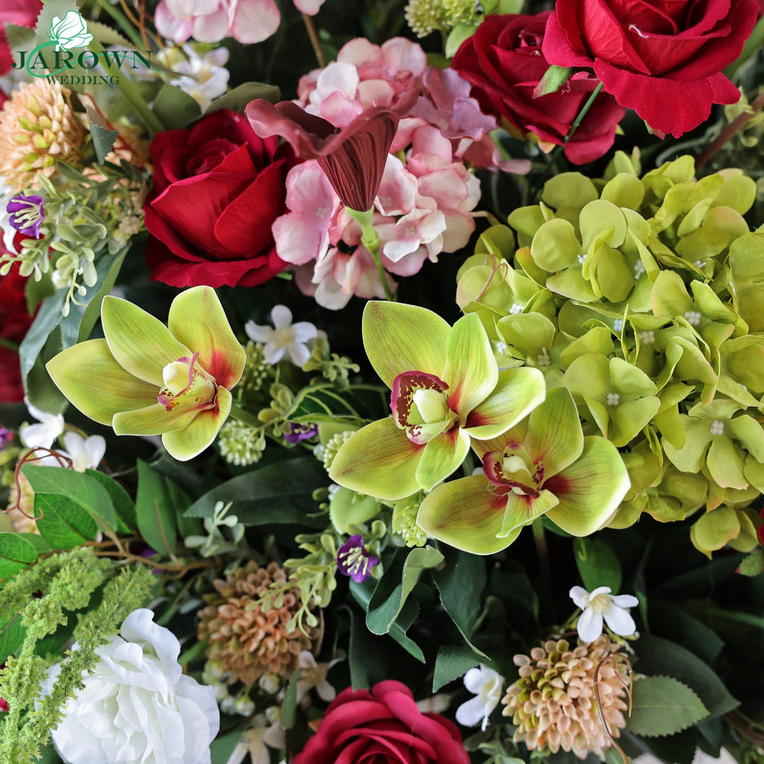 Candelabra & Aisle & Backdrop Flower in Red/Pink/Green/White