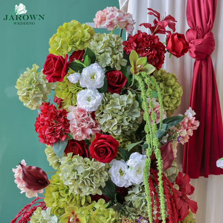 Candelabra & Aisle & Backdrop Flower in Red/Pink/Green/White