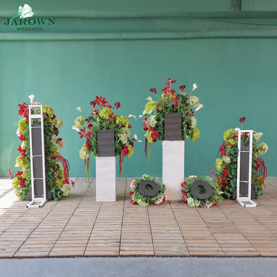 Candelabra & Aisle & Backdrop Flower in Red/Pink/Green/White