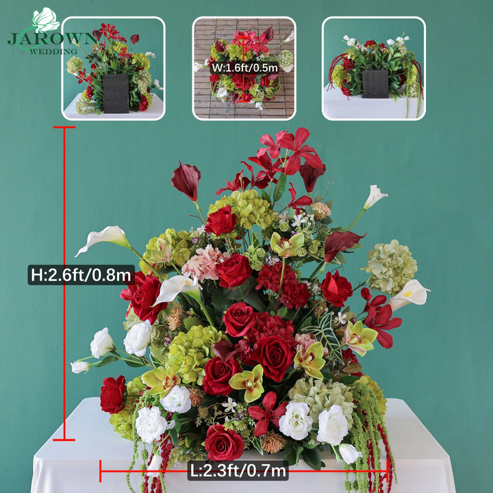 Candelabra & Aisle & Backdrop Flower in Red/Pink/Green/White