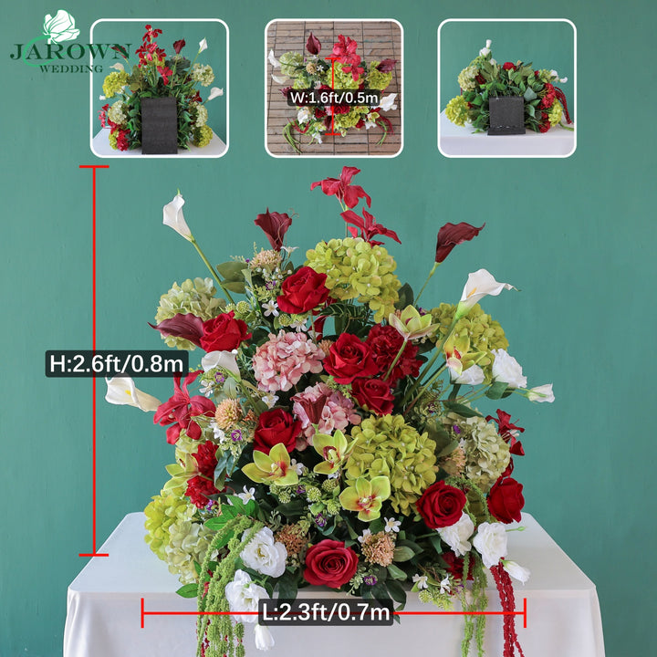 Candelabra & Aisle & Backdrop Flower in Red/Pink/Green/White