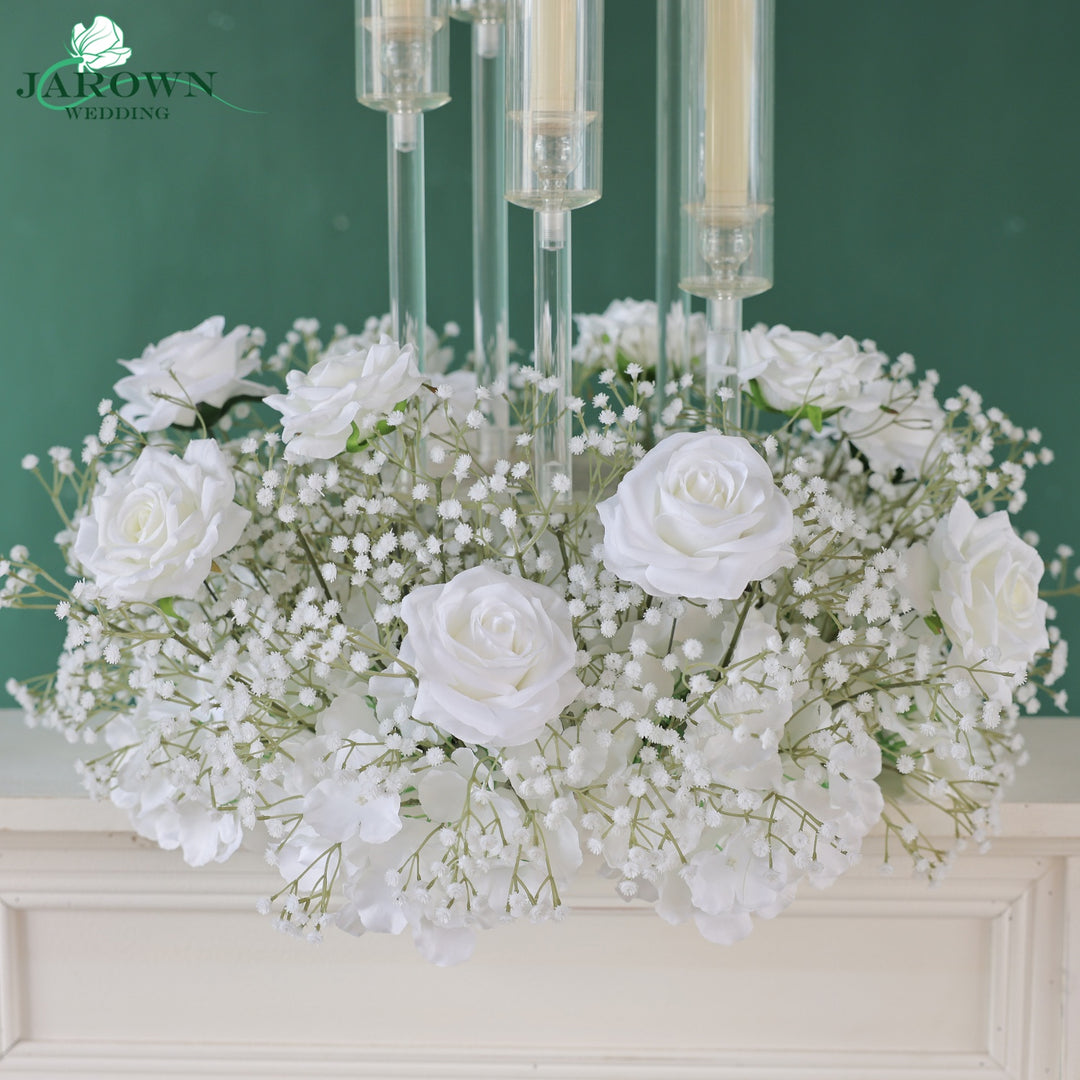 Candelabra & Double-Sided Open-Ended Flower Arch in White
