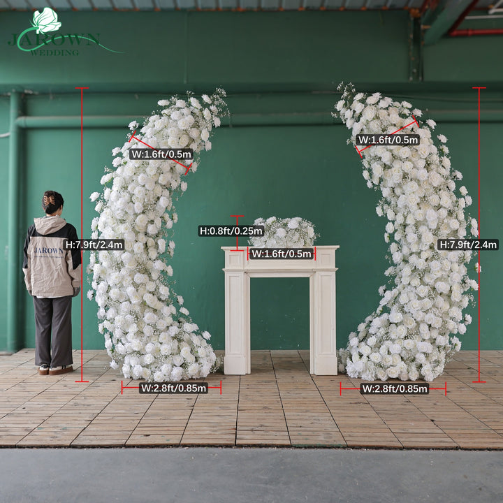 Candelabra & Double-Sided Open-Ended Flower Arch in White