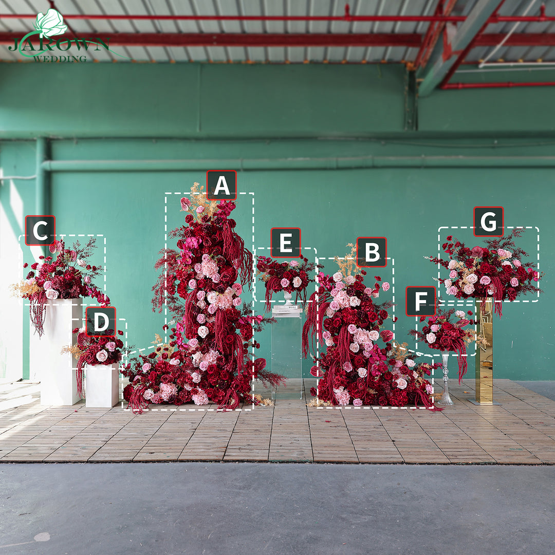 Centerpiece & Aisle & Backdrop Flower in Burgundy/Pink/Golden