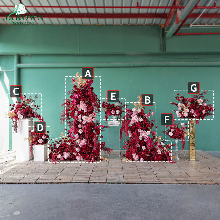 Centerpiece & Aisle & Backdrop Flower in Burgundy/Pink/Golden