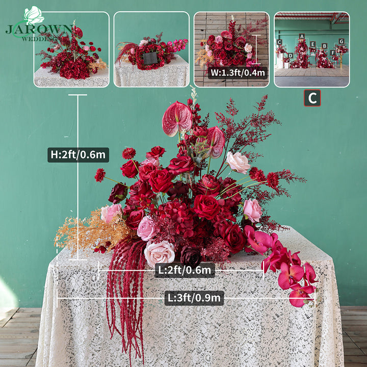 Centerpiece & Aisle & Backdrop Flower in Burgundy/Pink/Golden