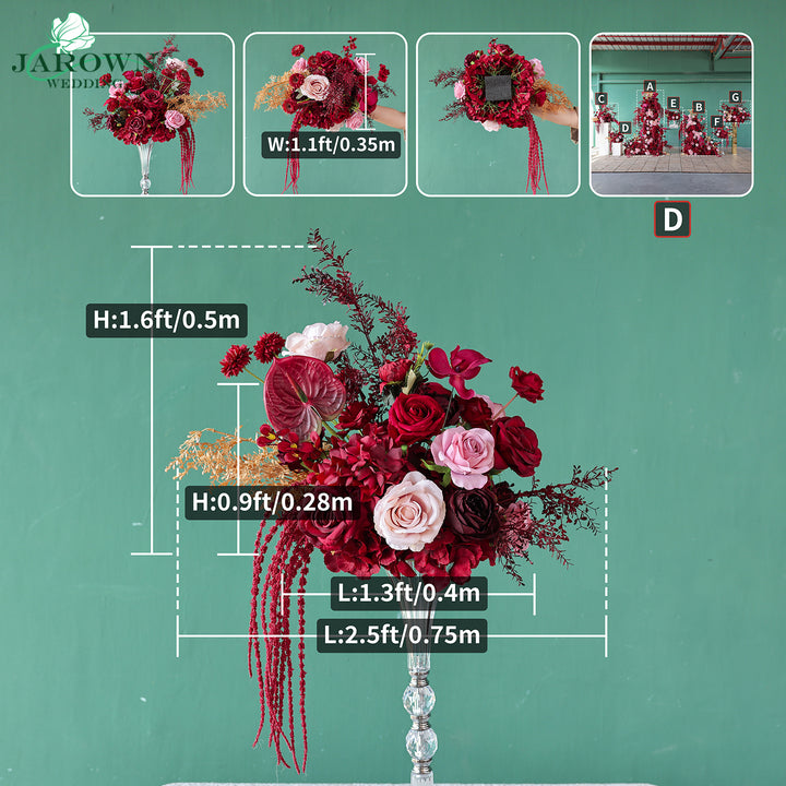 Centerpiece & Aisle & Backdrop Flower in Burgundy/Pink/Golden