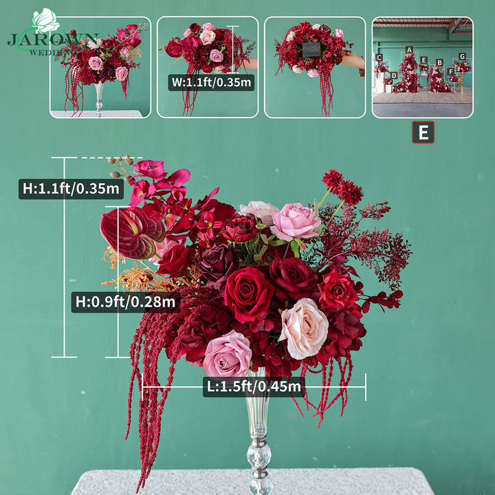 Centerpiece & Aisle & Backdrop Flower in Burgundy/Pink/Golden