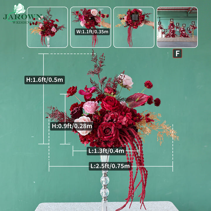 Centerpiece & Aisle & Backdrop Flower in Burgundy/Pink/Golden