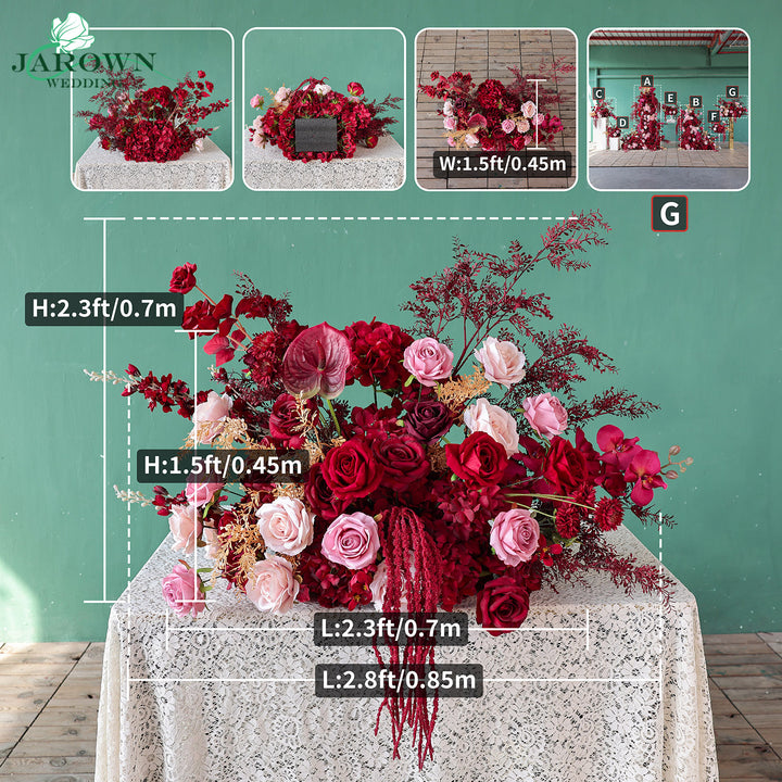 Centerpiece & Aisle & Backdrop Flower in Burgundy/Pink/Golden