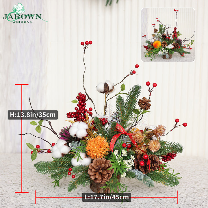 Centerpiece & Wreath & Garland in Green/Red/White
