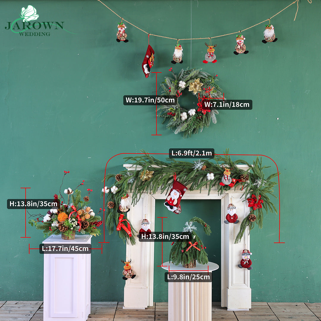 Centerpiece & Wreath & Garland in Green/Red/White