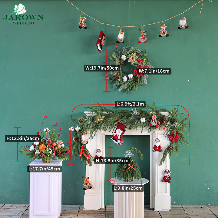 Centerpiece & Wreath & Garland in Green/Red/White