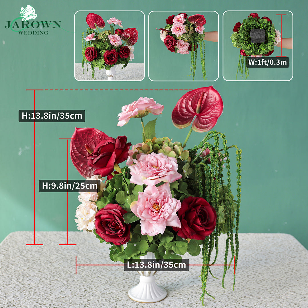 Centerpiece & Aisle & Backdrop Flower in Burgundy/Pink/Green