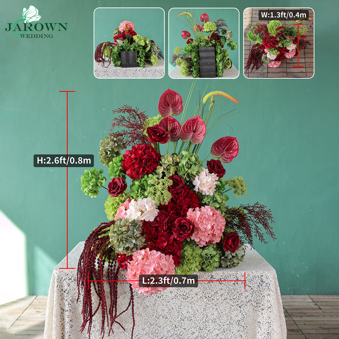 Centerpiece & Aisle & Backdrop Flower in Burgundy/Pink/Green