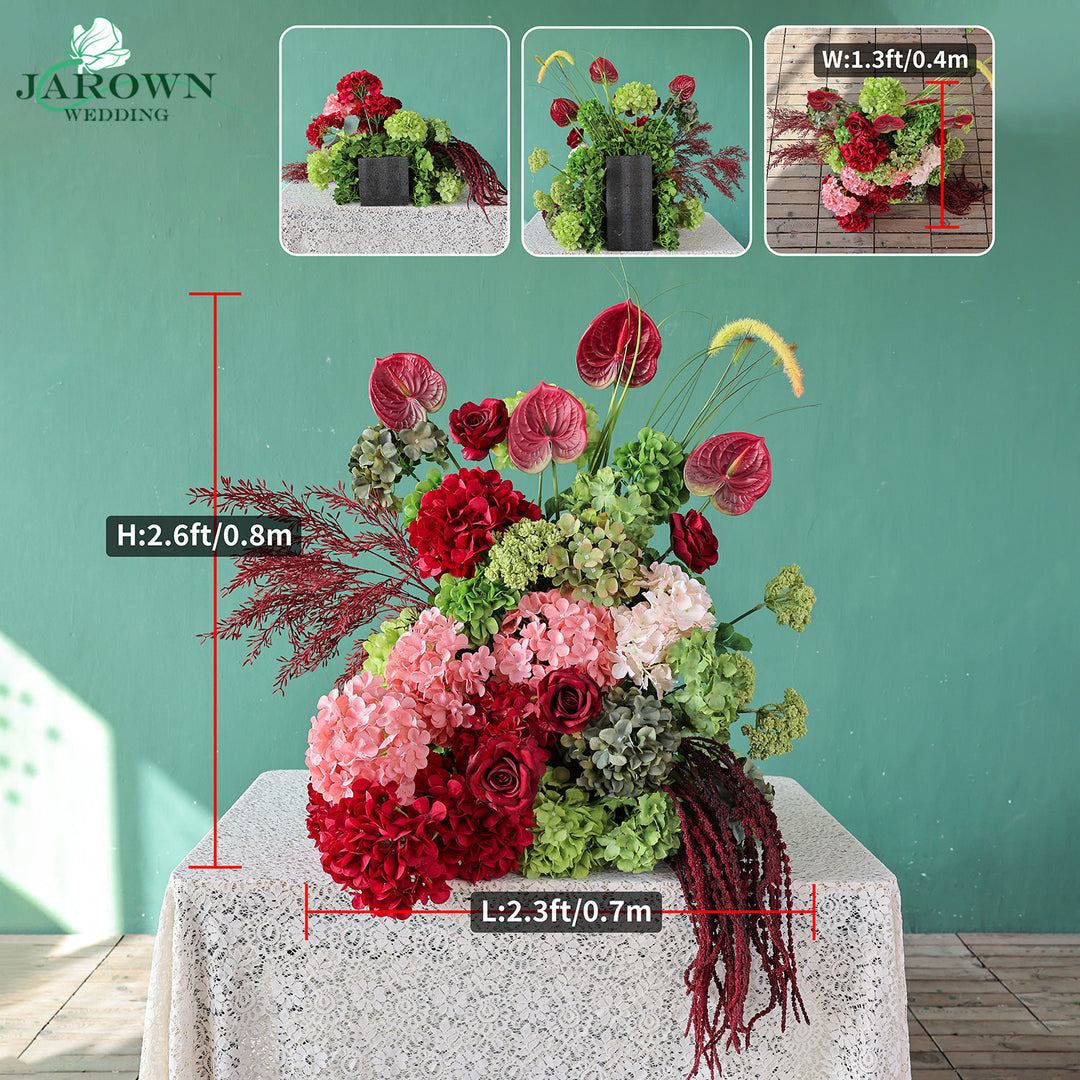 Centerpiece & Aisle & Backdrop Flower in Burgundy/Pink/Green