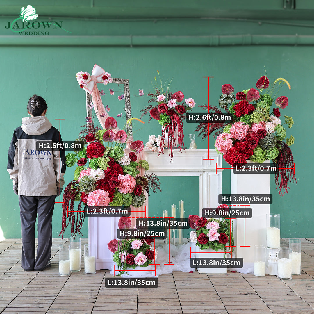 Centerpiece & Aisle & Backdrop Flower in Burgundy/Pink/Green