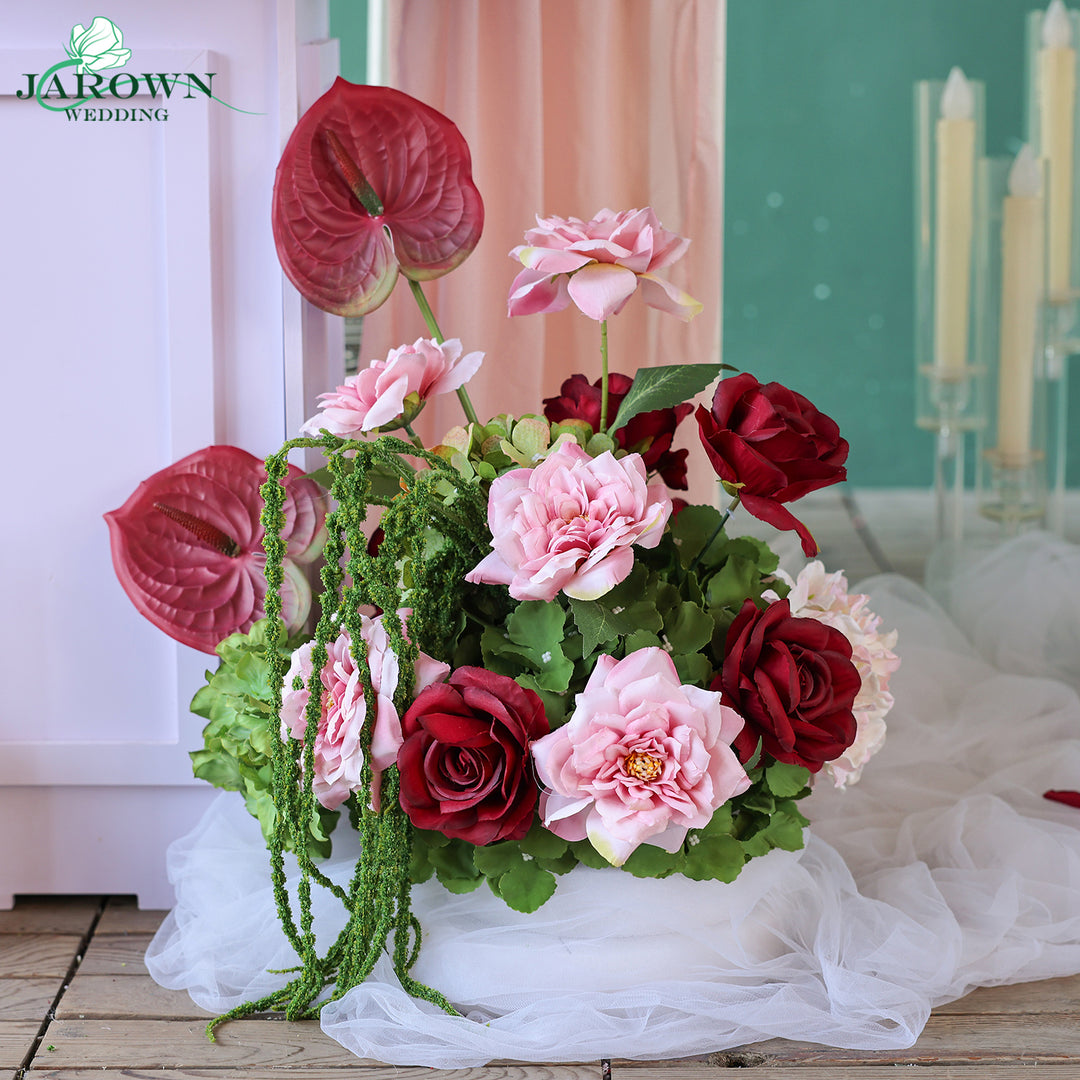 Centerpiece & Aisle & Backdrop Flower in Burgundy/Pink/Green