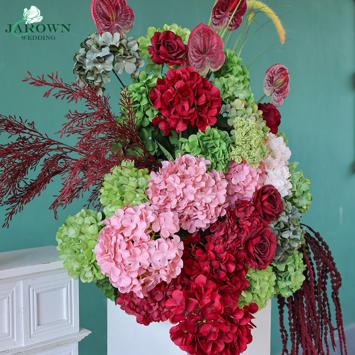 Centerpiece & Aisle & Backdrop Flower in Burgundy/Pink/Green