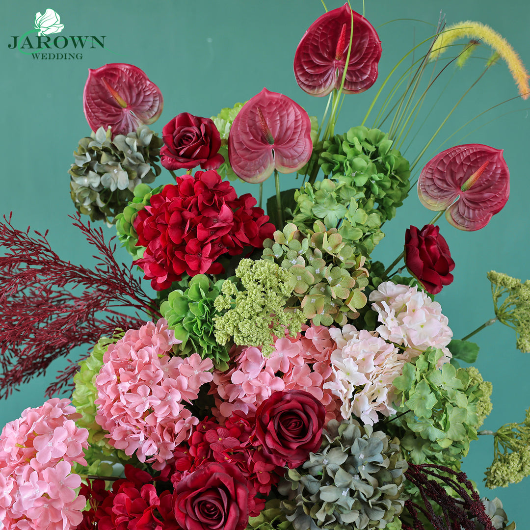 Centerpiece & Aisle & Backdrop Flower in Burgundy/Pink/Green