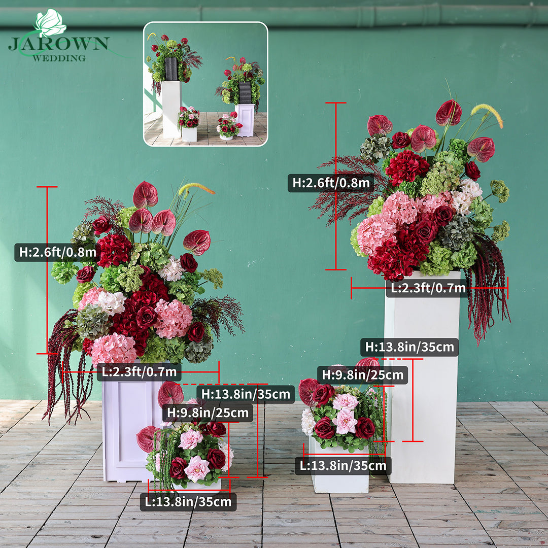 Centerpiece & Aisle & Backdrop Flower in Burgundy/Pink/Green