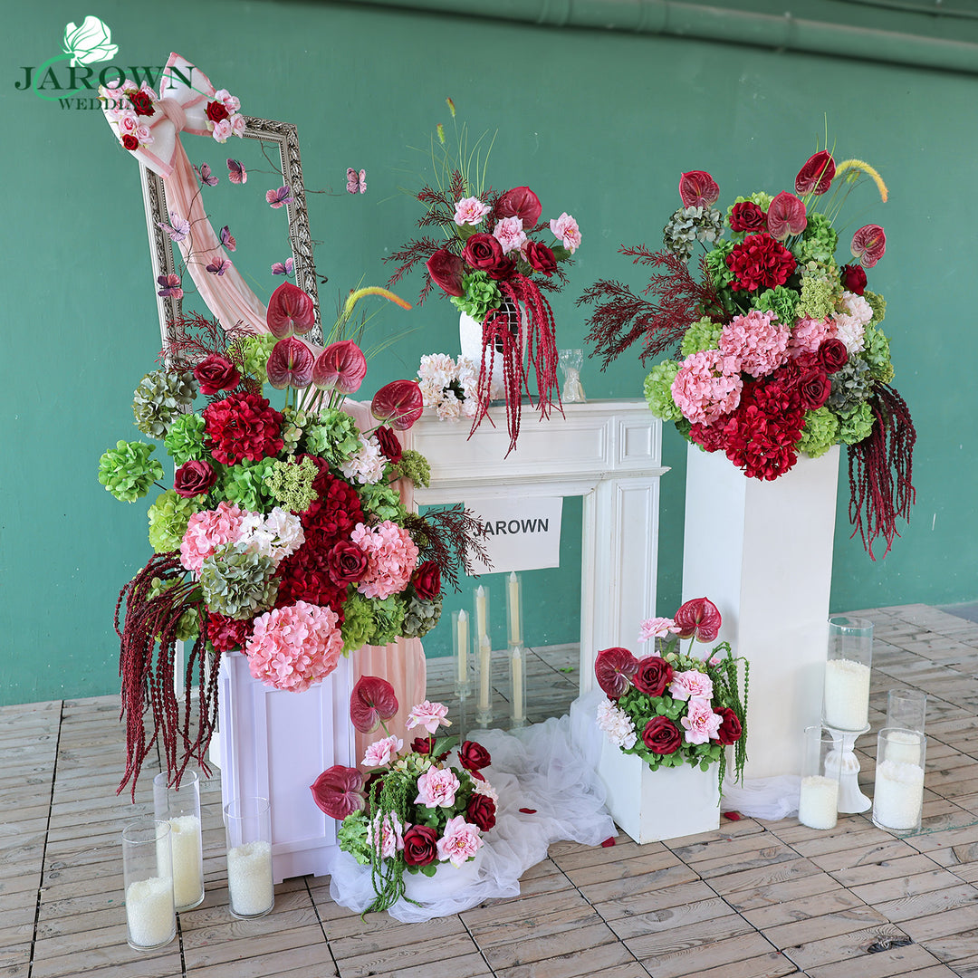 Centerpiece & Aisle & Backdrop Flower in Burgundy/Pink/Green