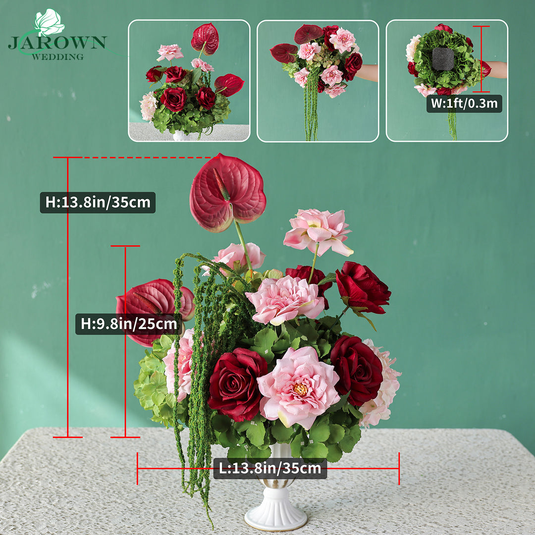 Centerpiece & Aisle & Backdrop Flower in Burgundy/Pink/Green