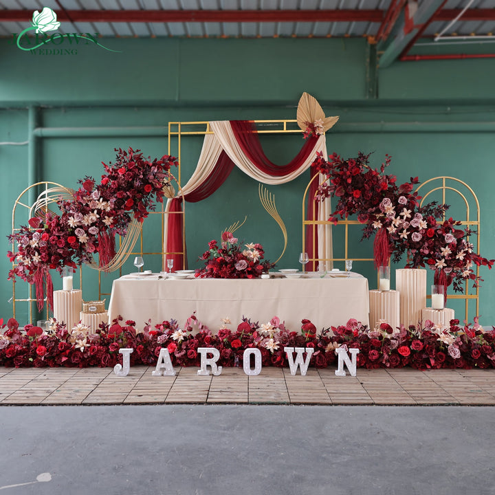 Centerpiece & Aisle & Backdrop Flower in Burgundy/Red/Champagne/Purple