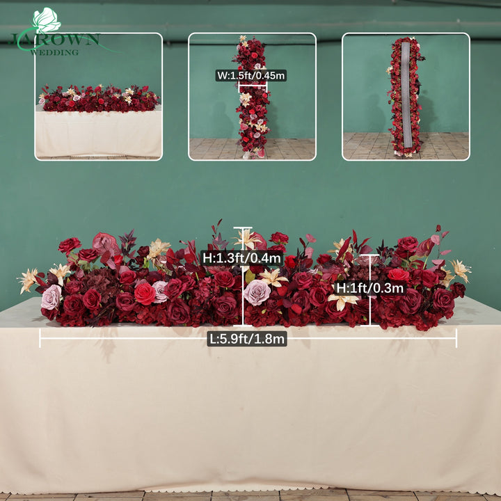 Centerpiece & Aisle & Backdrop Flower in Burgundy/Red/Champagne/Purple