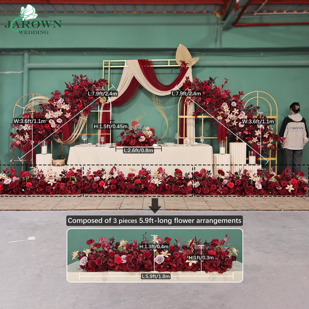 Centerpiece & Aisle & Backdrop Flower in Burgundy/Red/Champagne/Purple