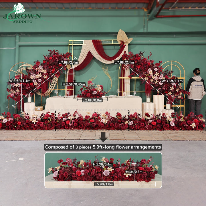 Centerpiece & Aisle & Backdrop Flower in Burgundy/Red/Champagne/Purple