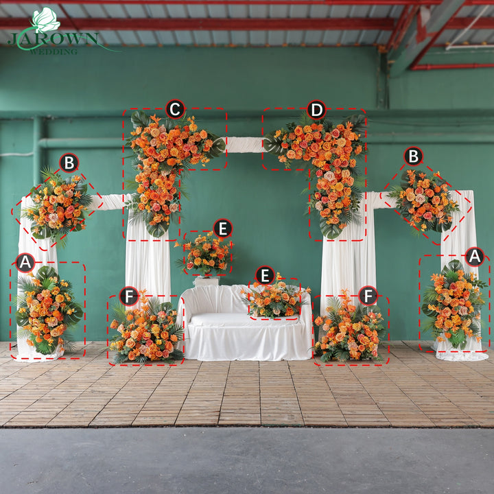 Centerpiece & Aisle & Backdrop Flower in Orange/Green