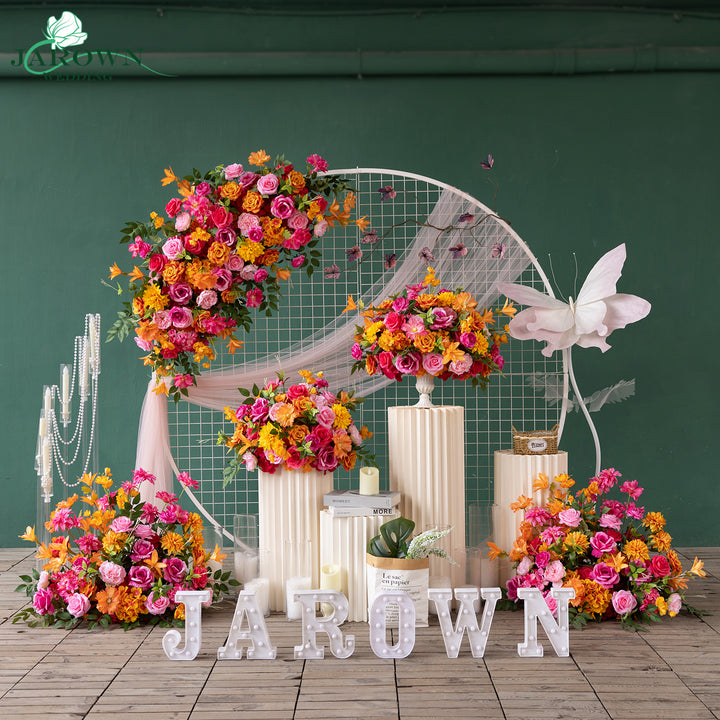 Centerpiece & Aisle & Backdrop Flower in Orange/Pink/Green