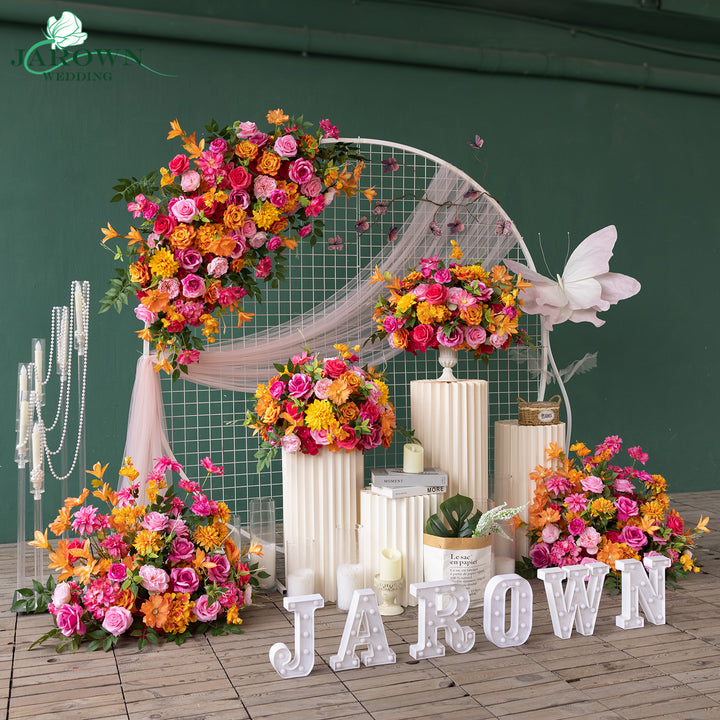 Centerpiece & Aisle & Backdrop Flower in Orange/Pink/Green