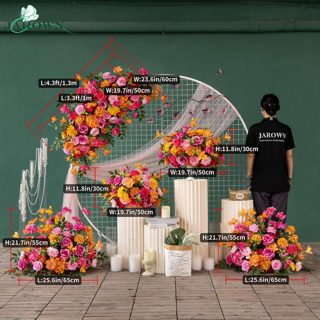 Centerpiece & Aisle & Backdrop Flower in Orange/Pink/Green