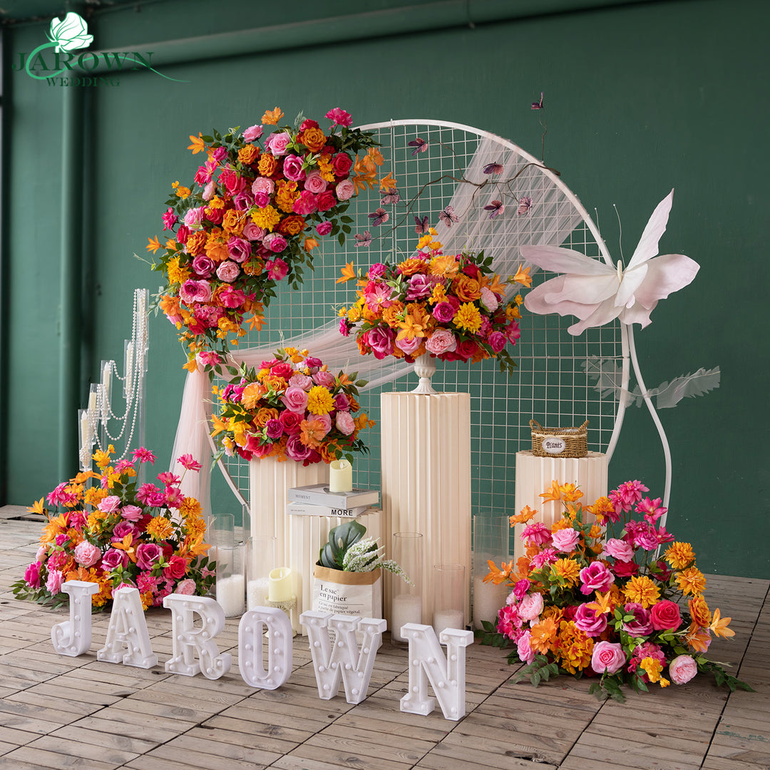 Centerpiece & Aisle & Backdrop Flower in Orange/Pink/Green